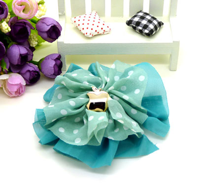 韩版发饰品 手工雪纺印花荷叶边蝴蝶结 珍珠发夹边夹顶夹头花发圈