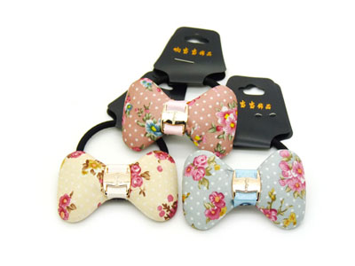 女士时尚布艺蝴蝶结发绳发圈头花 学生发饰头饰 -发圈发绳