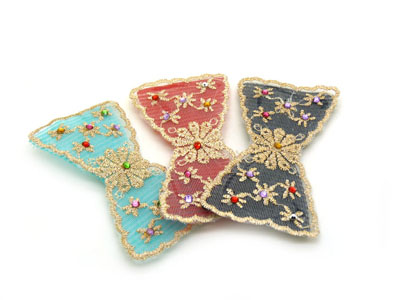 蕾丝蝴蝶刘海贴魔术贴粘头发满天星水钻珍珠魔法贴头发帖 -蕾丝水钻高档发帖