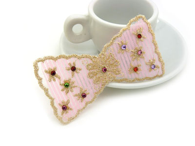 蕾丝蝴蝶刘海贴魔术贴粘头发满天星水钻珍珠魔法贴头发帖 -蕾丝水钻高档发帖