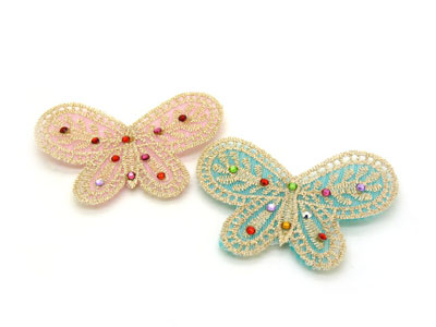 蕾丝蝴蝶刘海贴魔术贴粘头发满天星水钻珍珠魔法贴头发帖 -蕾丝水钻高档发帖