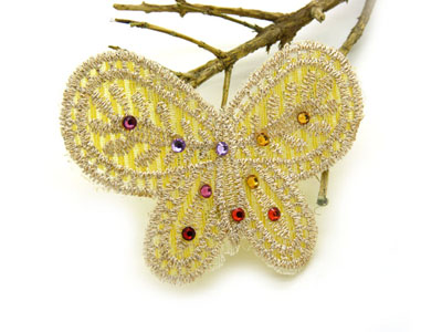 蕾丝蝴蝶刘海贴魔术贴粘头发满天星水钻珍珠魔法贴头发帖 -蕾丝水钻高档发帖