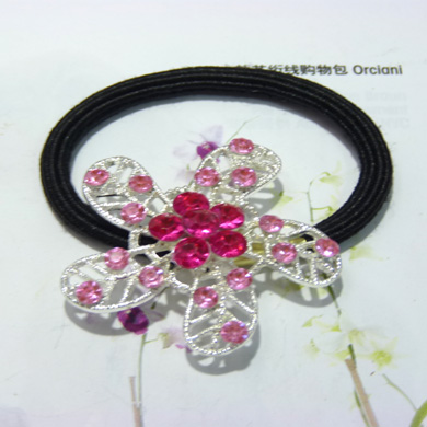 含玉花朵珍珠皮筋（精品）	