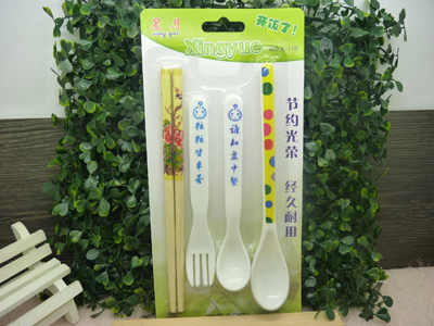 快乐童年 儿童餐具 2勺1叉1筷组合	