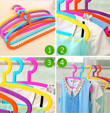 时尚糖果色塑料加厚防滑衣架-混色