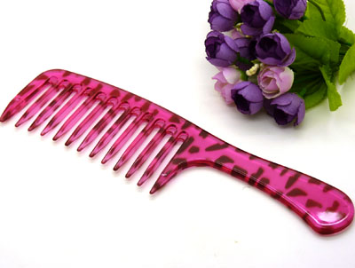 性感时尚美发梳 宽齿梳 卷发梳 大梳子 直发梳 洗澡梳----9810豹纹大齿梳