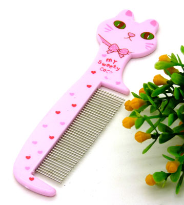 可爱小猫公仔铁齿梳 便携卡通梳子 钢齿小梳 化妆梳----001卡通铁齿梳