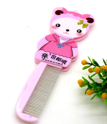 可爱小熊猫公仔铁齿梳 便携卡通梳子 钢齿小梳 化妆梳 折叠式梳子----3341卡通铁齿梳