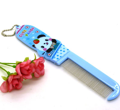 阿狸便携卡通梳子 钢齿小梳 化妆梳 折叠式梳子 镜梳套装----0201卡通铁齿带镜梳