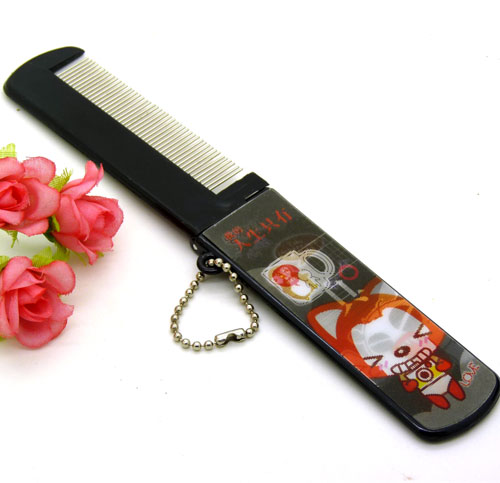 可爱阿狸便携卡通梳子 钢齿小梳 化妆梳 折叠式梳子 镜梳套装----立体3D卡通铁齿带镜折叠梳