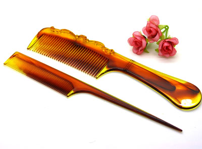 渐变色美发必备 对梳 尖尾梳 日用梳子 树脂梳子简约----829树脂对梳