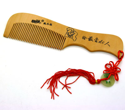 耐热防静电梳 印花复古家用梳 化妆梳 时尚发梳 直发梳----玉木把梳