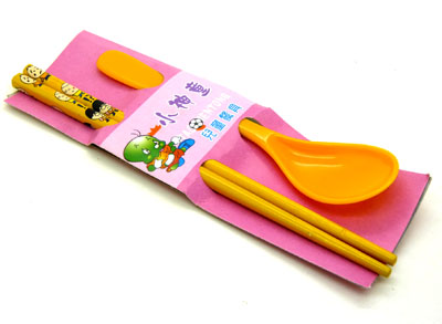 环保勺子  搅拌勺儿童勺 1勺1筷组合-小神童密胺餐具