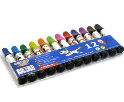 卡通喜洋洋 大容量 粗笔头水彩笔 12色 无毒环保 质优水笔-12色水彩笔