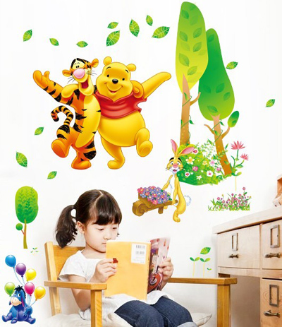 小熊维尼卡通贴画 儿童房间卧室幼儿园教室贴画  时尚装饰 组合贴