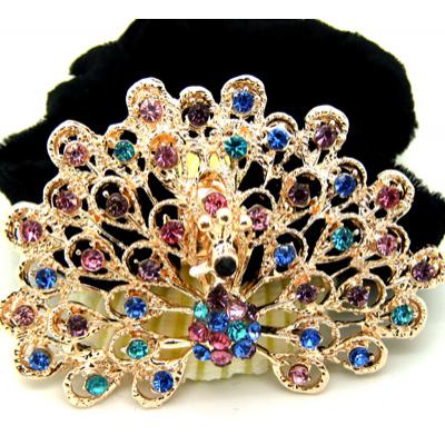 孔雀 镶钻绒布圈发饰/优雅花朵盘发发圈/发梳/发夹/头饰 精品发饰  发圈