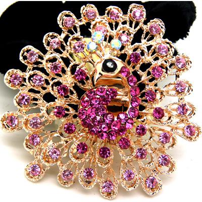 孔雀 镶钻绒布圈发饰/优雅花朵盘发发圈/发梳/发夹/头饰 精品发饰  发圈