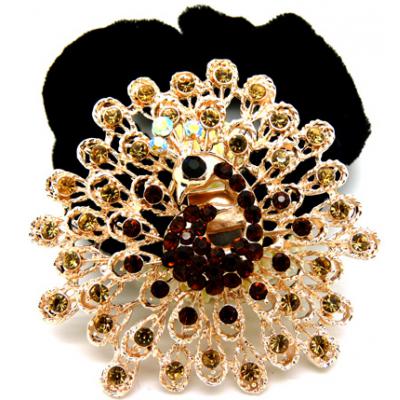 孔雀 镶钻绒布圈发饰/优雅花朵盘发发圈/发梳/发夹/头饰 精品发饰  发圈