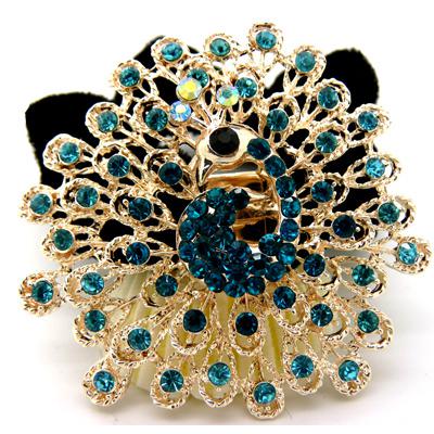 孔雀 镶钻绒布圈发饰/优雅花朵盘发发圈/发梳/发夹/头饰 精品发饰  发圈