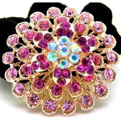 孔雀 镶钻绒布圈发饰/优雅花朵盘发发圈/发梳/发夹/头饰 精品发饰  发圈