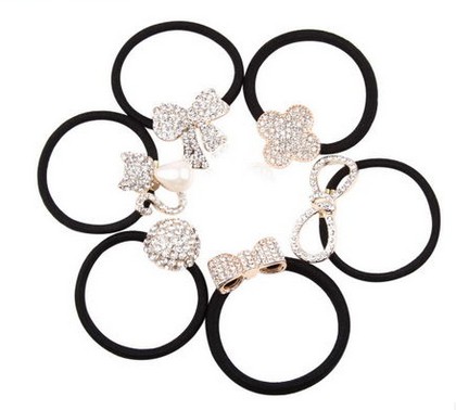 韩国头饰 水钻  扎头发皮绳