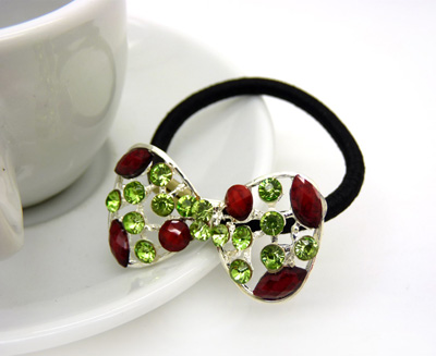 日韩发饰合金镶钻皮筋头绳	