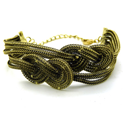 民族风 复古铜合金缠绕手工编制手链