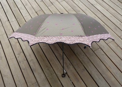 韩国太阳伞遮阳伞超强防晒晴雨两用伞折叠伞黑胶时尚女士防紫外线-----豹纹接边三折1719