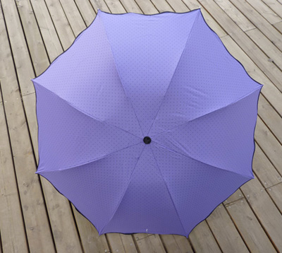 正品时尚花折叠女晴雨伞防紫外线遮阳超轻防晒太阳伞---黑胶点子荷叶边伞