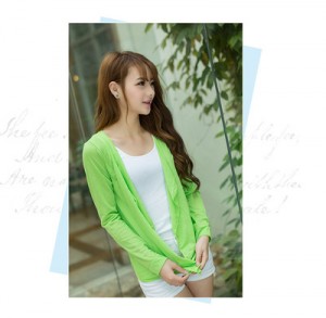 时尚针织棉面料韩版新款百搭舒适长袖透气防晒衣	