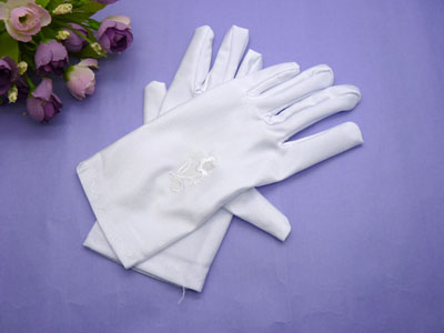 高弹开车骑行春夏季薄防紫外线防晒手套短连指手套-点花手套	