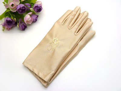 高弹开车骑行春夏季薄防紫外线防晒手套短连指手套-点花手套