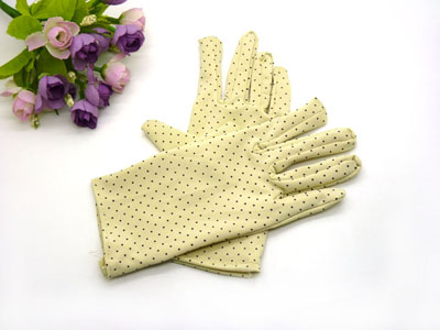 高弹开车骑行春夏季薄防紫外线防晒手套短连指手套-点点手套	