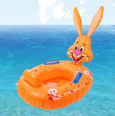 可爱卡通长耳兔充气婴儿游泳艇/游泳圈