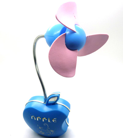 创意咬一口苹果底座三叶草安全直流电充电式风扇	