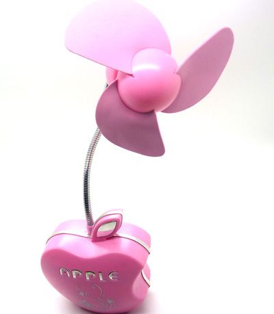 创意咬一口苹果底座三叶草安全直流电充电式风扇	