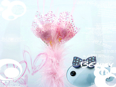 韩版创意喜欢你三朵花/七彩羽毛圆珠笔	