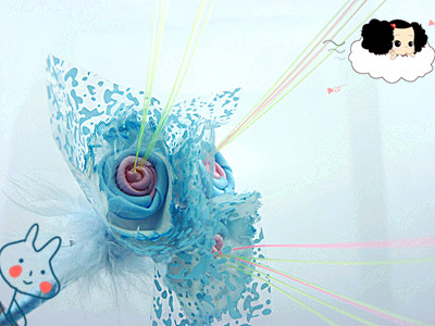 韩版创意喜欢你三朵花/七彩羽毛圆珠笔	