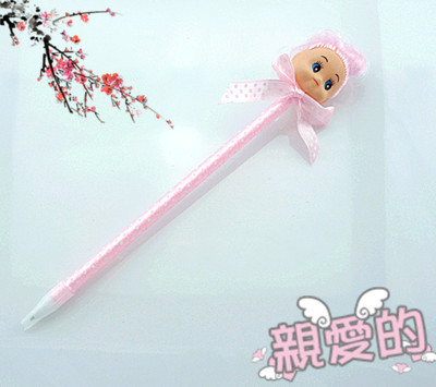 韩国创意畅销文具卡通可爱娃娃头笔	