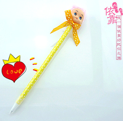 韩国创意畅销文具卡通可爱娃娃头笔	