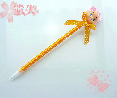 韩国创意畅销文具卡通可爱娃娃头笔	