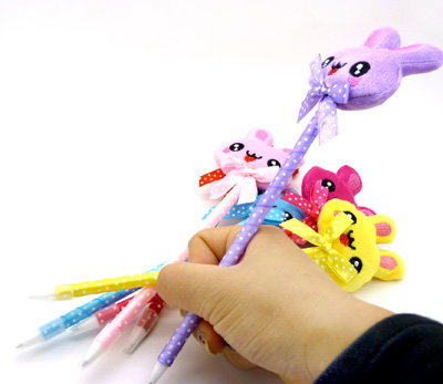 生日礼品文具学生奖品 毛绒玩具圆珠笔 可爱卡通笔 毛绒笔