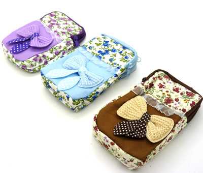 情人蝴蝶结碎花女零钱包 iphone4手机包 手机袋 硬币包 手腕包