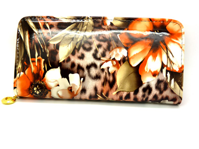 气质花纹钱夹 炫丽花元素设计厚长款钱包