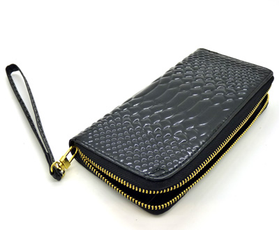 鳄鱼纹韩版女士钱包 长款单拉链皮夹 时尚手包	