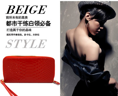 鳄鱼纹韩版女士钱包 长款单拉链皮夹 时尚手包