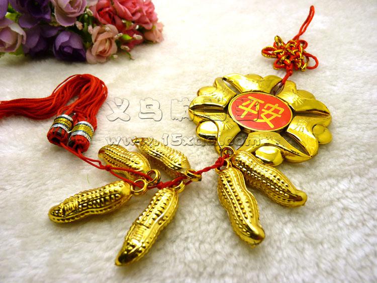 新款新年春节挂饰 笸箩元宝金色大号挂件羊年镀金-5号