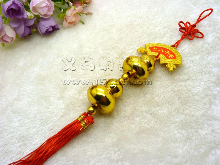 汽车挂饰 端午节扇形保平安汽车挂件 红色中国结端午节汽车挂饰-2号