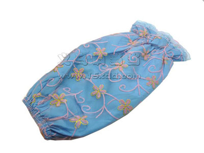 韩版中长款女袖套 双层防水蕾丝碎花护短款套袖 防污居家日用护袖 -4号