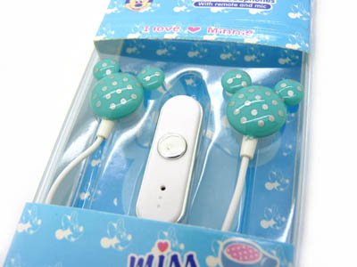 米奇手机入耳式耳机 可爱卡通线控带麦克风话筒耳麦语音 -女士耳机MN-60